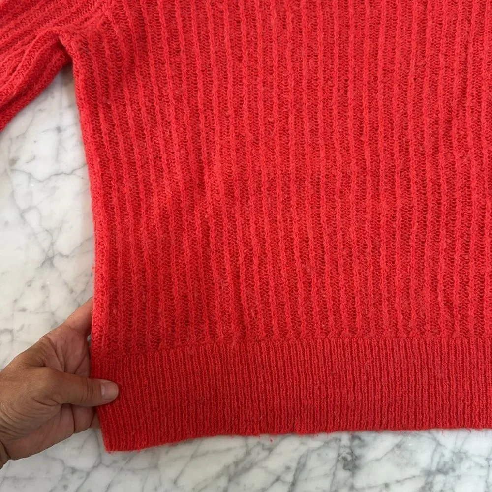 Mister Zimi Sz XS Large Gauge Knit Alpaca-Wool Sweater Red Orange